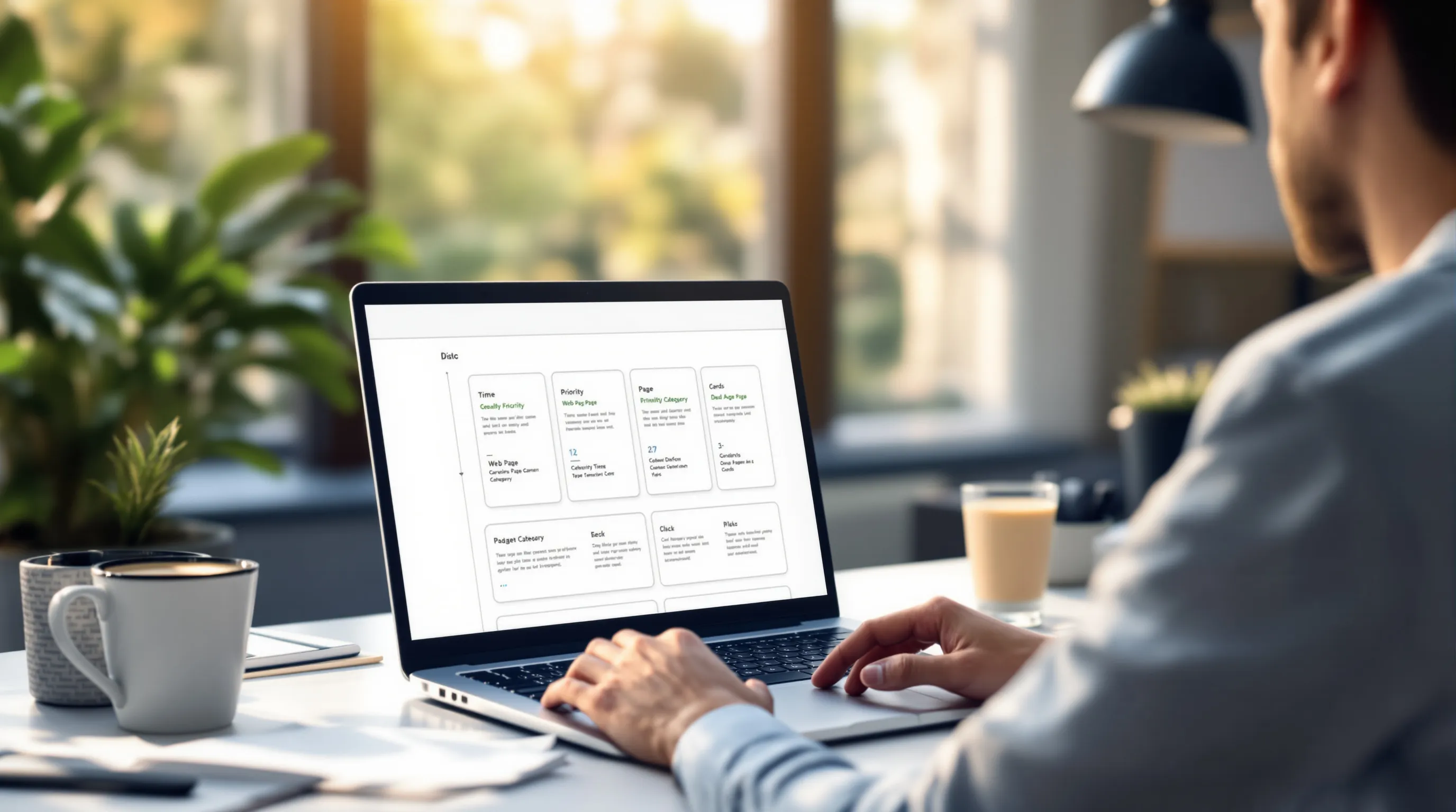 A strategist reviewing a tiered classification of web page types by AI citation priority on a laptop screen